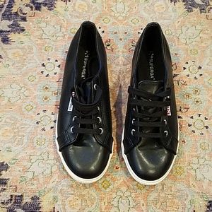 Black leather Superga sneakers